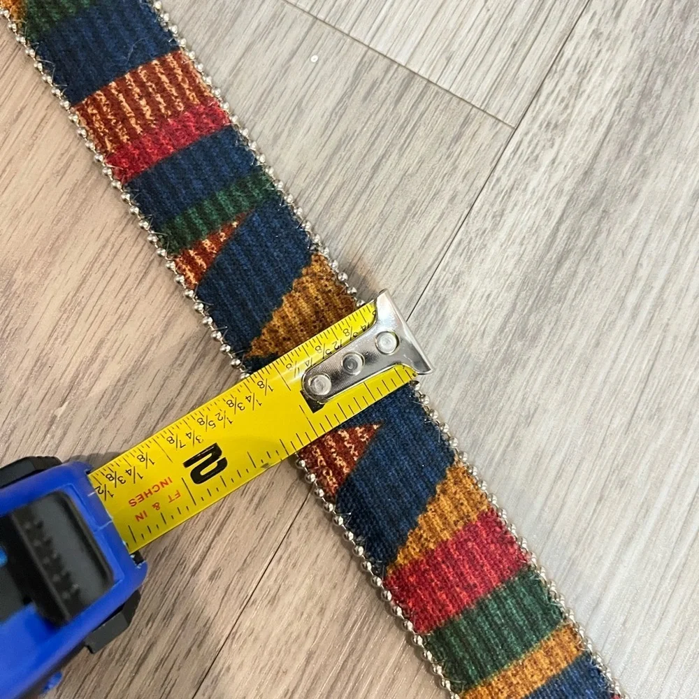 vintage Guatemalan handmade woven textile belt with a studded buckle